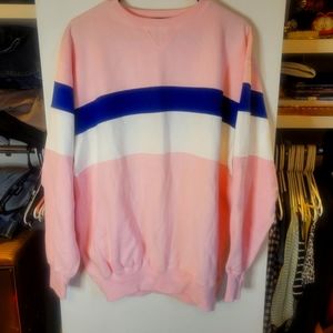 Ralph Lauren pink, blue, white stripe sweatshirt